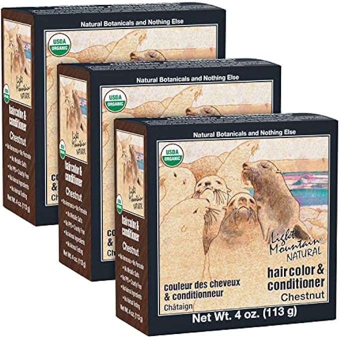 Light Mountain NATURAL HAIR COLOR & CONDITIONER, CHESTNUT, 4 OZ (113 G) (PACK OF 3) - Image 1